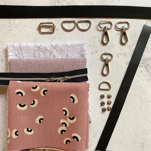 Kit "Haralson Bag" Ruby rosa mit nickel